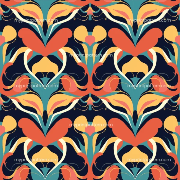 Dazzling pattern design in bright colors over dark blue background