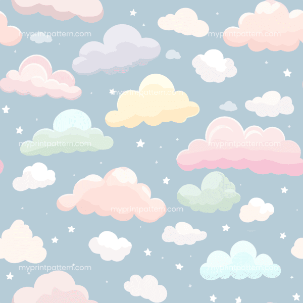 Marvelous pattern design for the baby room decoration, featuring clouds in the sky