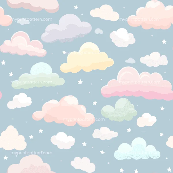 Marvelous pattern design for the baby room decoration, featuring clouds in the sky